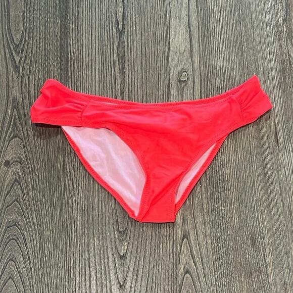 NWOT Jacque Designs Bathing Suit Bikini Bottom Side Ruched Pull-On Coral Size L - Picture 1 of 3